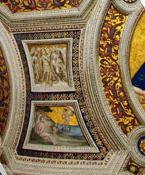 <p>Giovan Antonio Bazzi, Detto Sodoma. <em>Stanza della Segnatura, Decorazioni della volta</em>. Dett. 1508. Affresco. Roma, Vaticano.</p>
