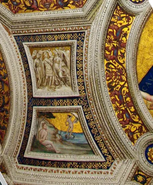 <p>Giovan Antonio Bazzi, Detto Sodoma. <em>Stanza della Segnatura, Decorazioni della volta</em>. Dett. 1508. Affresco. Roma, Vaticano.</p>
