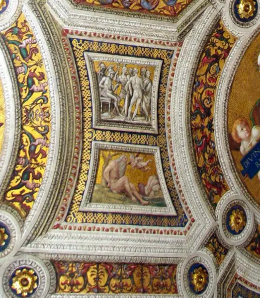 <p>Giovan Antonio Bazzi, Detto Sodoma. <em>Stanza della Segnatura, Decorazioni della volta</em>. Dett. 1508. Affresco. Roma, Vaticano.</p>

