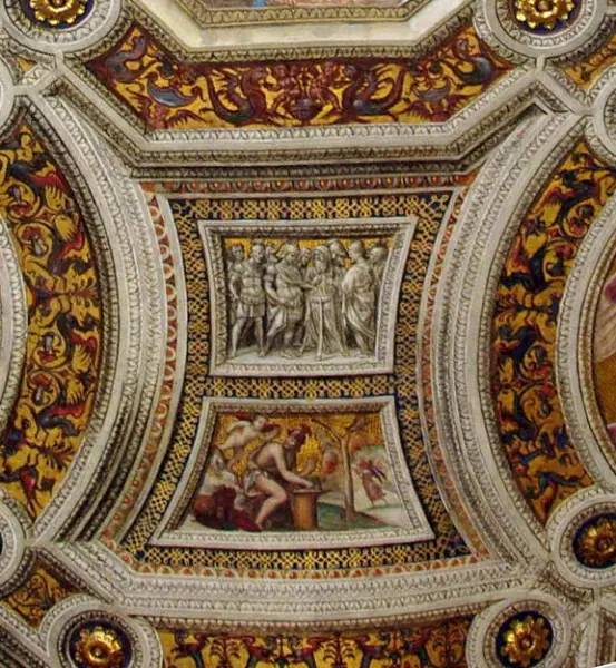 <p>Giovan Antonio Bazzi, Detto Sodoma. <em>Stanza della Segnatura, Decorazioni della volta</em>. Dett. 1508. Affresco. Roma, Vaticano.</p>
