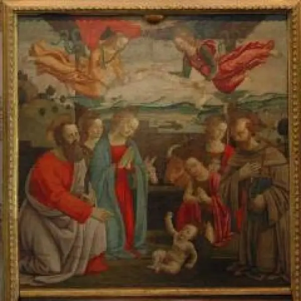 Maestro del Tondo Borghese. Natività. 1590 ca. Bagno di Romagna, Basilica di Santa Maria Assunta