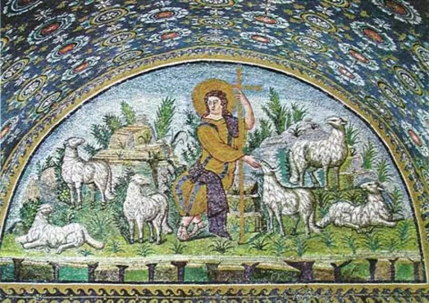 Lunetta del Buon Pastore. Mosaico. V sec. Mausoleo di Galla Placidia. Ravenna