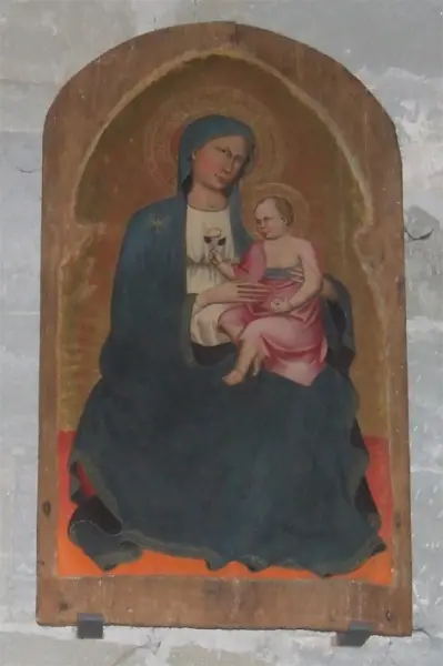 <p>Maestro di Sant'Ivo. Madonna della rosa. 1410 ca. cm 103 X 57,5 Bagno di Romagna, Basilica di Santa Maria Assunta. Foto delle autrici del testo.</p>