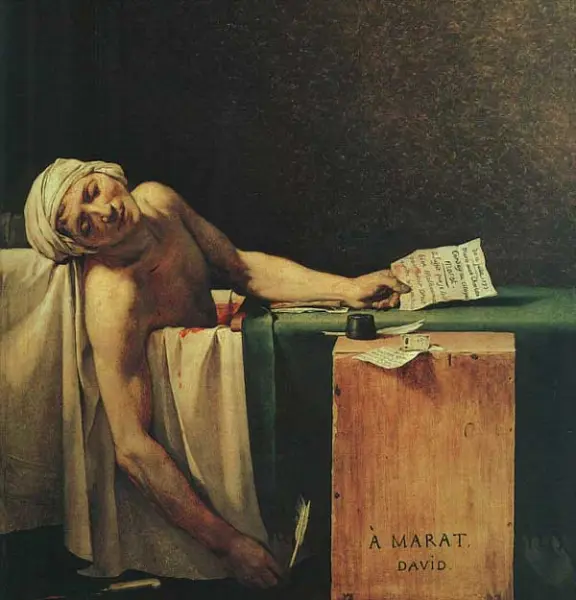 J.L. David. La morte di Marat. 1793. Olio su tela, cm. 165X128. Bruxelles, Royal Museum of Arts