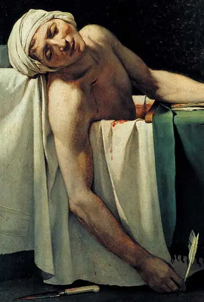 J.L. David. La morte di Marat. Dettaglio.