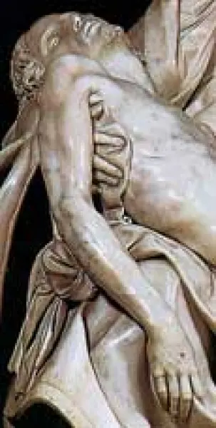 Michelangelo. Pietà. Dett. 1500-01. Marmo di Carrara. Roma, San Pietro