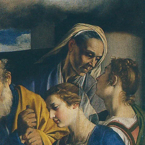 Orazio Gentileschi. Circoncisione. 1605-07 ca. Part. con la profetessa Anna e una giovane. Olio su tela. cm. 390X252. Ancona, Pinacoteca Comunale.