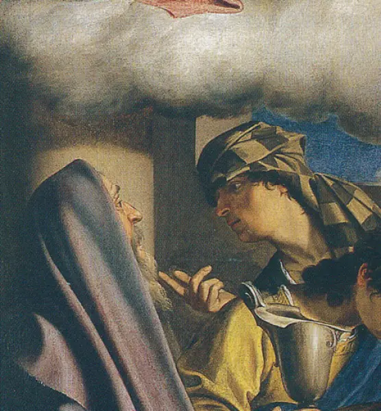 Orazio Gentileschi. Circoncisione. 1605-07 ca. Part. con Simeone e un giovane. Olio su tela. cm. 390X252. Ancona, Pinacoteca Comunale.