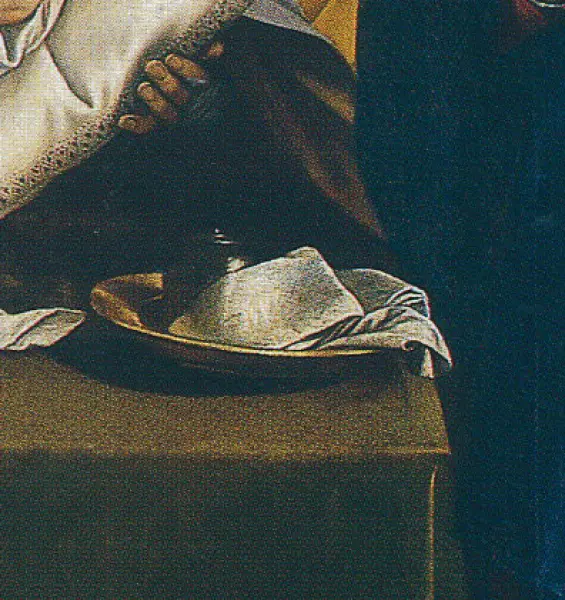 Orazio Gentileschi. Circoncisione. 1605-07 ca. Part. con natura morta. Olio su tela. cm. 390X252. Ancona, Pinacoteca Comunale.