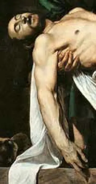 Caravaggio. La deposizione nel sepolcro. 1602-04. Dett. Roma, Pinacoteca Vaticana.