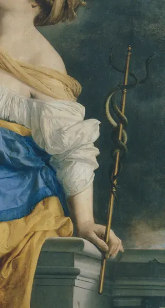 Orazio Gentileschi. Felicità Pubblica. Dett. 1624-26. Olio su tela. cm. 268X170. Parigi, Louvre.
