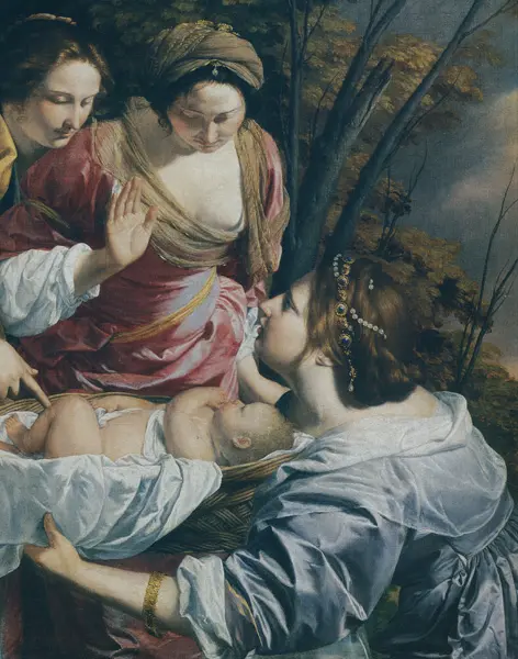 Orazio Gentileschi. Mosè salvato dalle acque. Part. 1630 ca. Olio sui tela. Museo Nacional del Prado, Madrid.