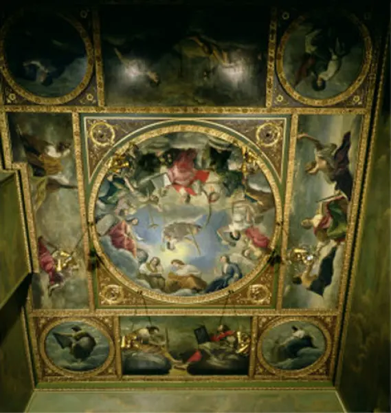 Orazio Gentileschi. Allegoria della Pace e delle Arti, Olio su tela. eseguito per la Queen's House di Greenwich, ora alla Marlborough House, Londra