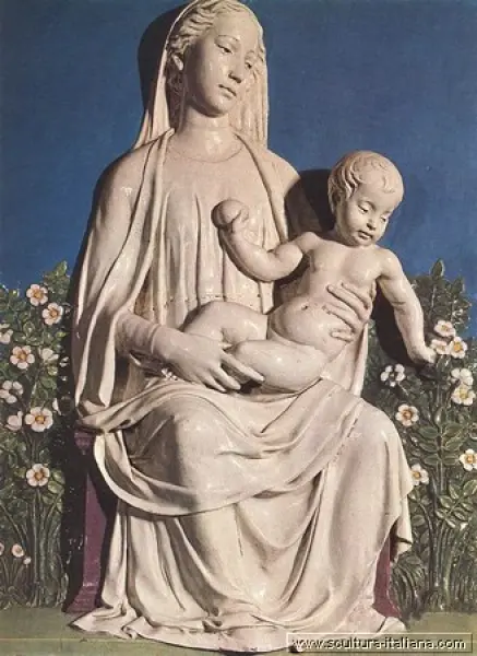 Luca Della Robbia. Madonna del Roseto. Terracotta invetriata.
Firenze, Museo Nazionale del Barcello.