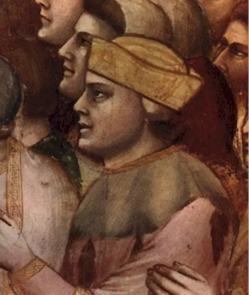 Giotto. Giudizio Universale. Part. con il presunto autoritratto. Affresco. 1304-06 Cappella Scrovegni, Padova.