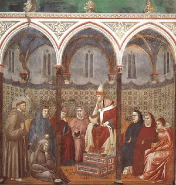 Giotto. Predica davanti a Onorio III. 1297-1304 ca. Assisi, Basilica Superiore di San Francesco.