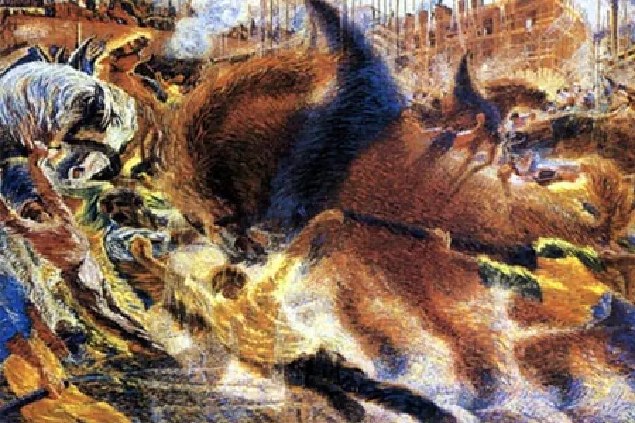 Umberto Boccioni. La città che sale.1910. Olio su tela. cm. 200X300 New York, Museo Guggenheim