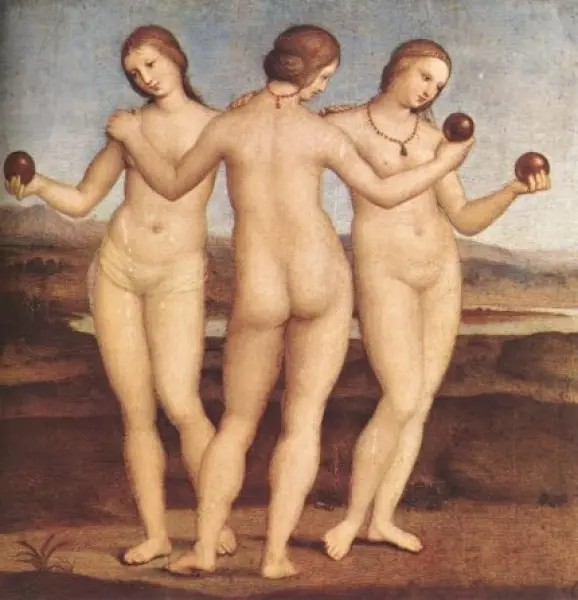 Raffaello Sanzio. Le tre grazie. Olio su tavola. 1504-05. Chantilly, Museo Condè.