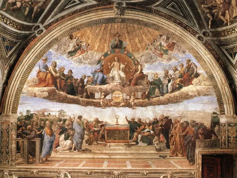 Raffaello Sanzio. Disputa del Sacramento. 1509-10. Affresco. Roma, Vaticano. Stanza della Segnatura