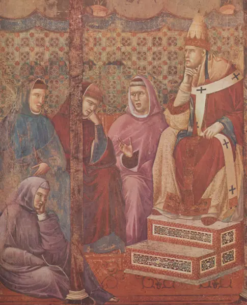 Giotto. Predica davanti a Onorio III. Dett. 1297-1304 ca. Assisi, Basilica Superiore di San Francesco.