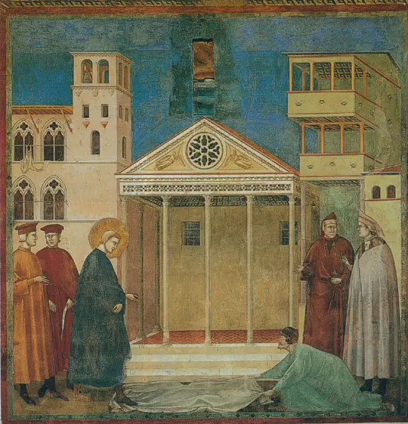 Giotto. Omaggio di un semplice. Affresco. 1297-1300. Basilica Superiore di San Francesco. Assisi