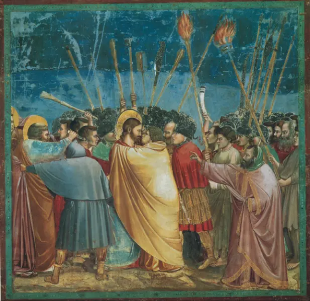 Giotto. Il bacio di Giuda. 1303-05. Affresco. Padova, Cappella Scrovegni.
