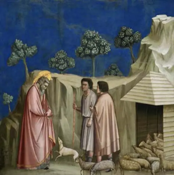 <p>Giotto. Gioacchino tra i pastori. 1303-05. Affresco. Padova, Cappella Scrovegni.</p>