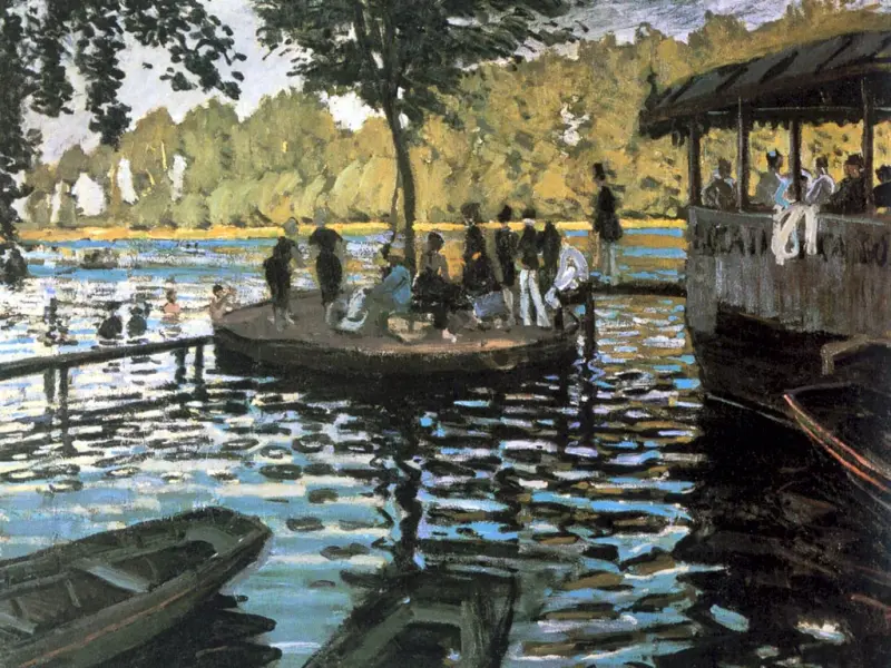 Claude Monet. La Grenouillere. Olio su tela.cm. 79X99. New York, Metropolitan Museum.