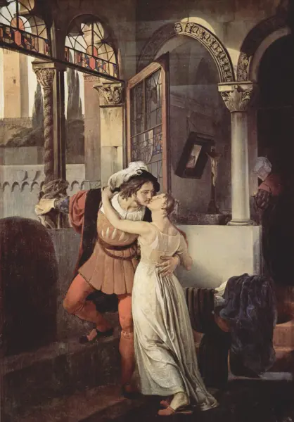 Francesco Hayez. L'ultimo bacio di Giulietta e Romeo. 1823. Olio su tela. cm. 291X202. Tremezzo, Villa Carlotta.