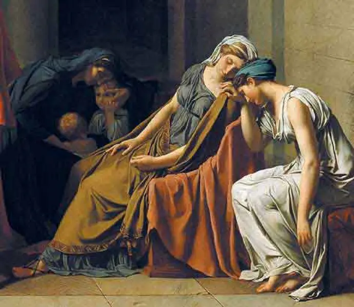 J. L. David Il giuramento degli Orazi. Dett. 1784. Olio su tela. cm. 330X425. Parigi, Louvre