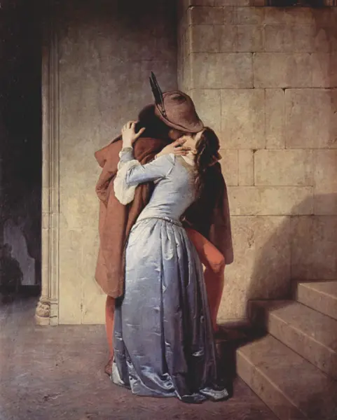 Francesco Hayez. Il Bacio. 1859. Olio su tela. cm. 110X88. Milano, Pinacoteca di Brera.