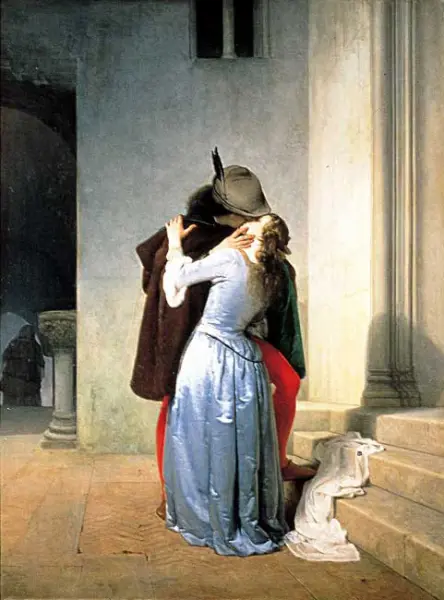 Francesco Hayez. Il Bacio. 1859-67.  Olio su tela. Collezione privata.