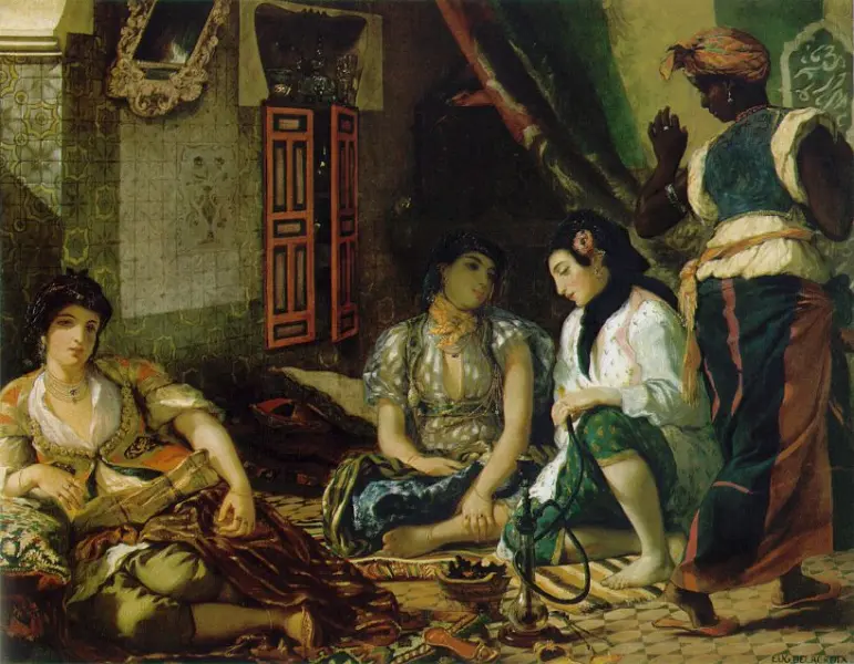 Eugéne Delacroix. Donne di Algeri nei loro appartamenti. 1834. Olio sui tela. cm. 1,80X2,29. Parigi, Louvre