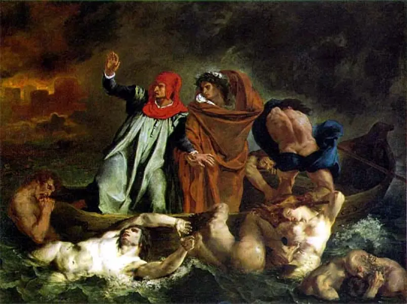 Eugéne Delacroix. Dante e Virgilio all'Inferno. 1822. Olio su tela. cm. 189X246. Parigi, Louvre