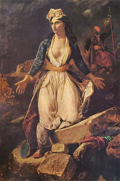 Eugéne Delacroix. La Grecia spirante sulle rovine del Missolungi. 1826 ca. Bordeaux, Musée des Beaux-Arts.