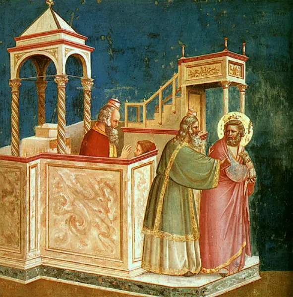 Giotto. Cacciata di Gioacchino dal tempio. 1302-05. Padova, Cappella Scrovegni