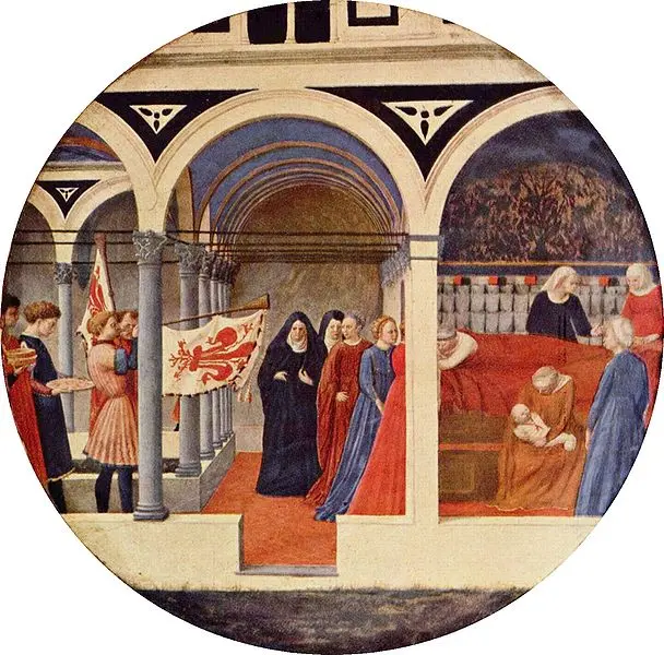 Masaccio. Natività. 1426. Desco da parto. Tempera su tavola rotonda. Diam. cm. 56,5.
Berlino, Staatliche Museen