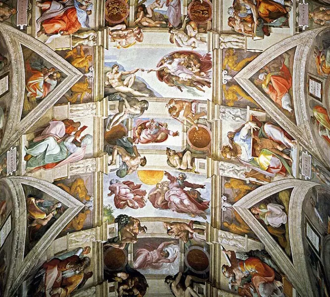 Michelangelo Buonarroti. Cappella Sistina. Dett. con la Creazione di Adamo. 1508-12. Affresco. Roma, Vaticano.