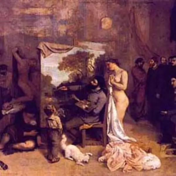 Gustave Courbet, L'atelier del pittore. Dett. 1855
Olio su tela. cm 359 x 598. Parigi,  Museo d'Orsay