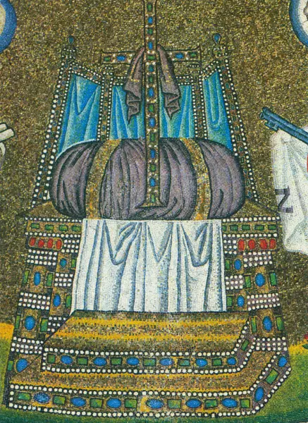 Etimasia. Cupola del Battistero degli Ariani. VI sec. Mosaico. Ravenna.