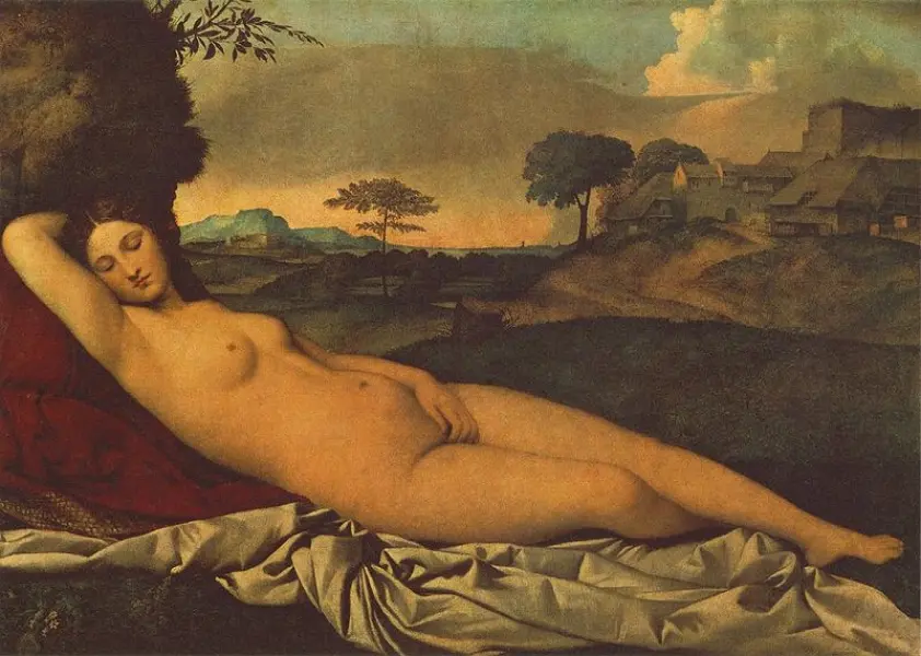 Giorgione. Venere dormiente.  1507 ca. Olio su tela. Dresda, Gemaldegalerie