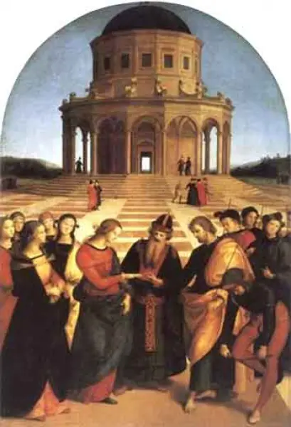 Raffaello Sanzio. Lo sposalizio della Vergine. 1504. Olio su tavola. Milano, Brera