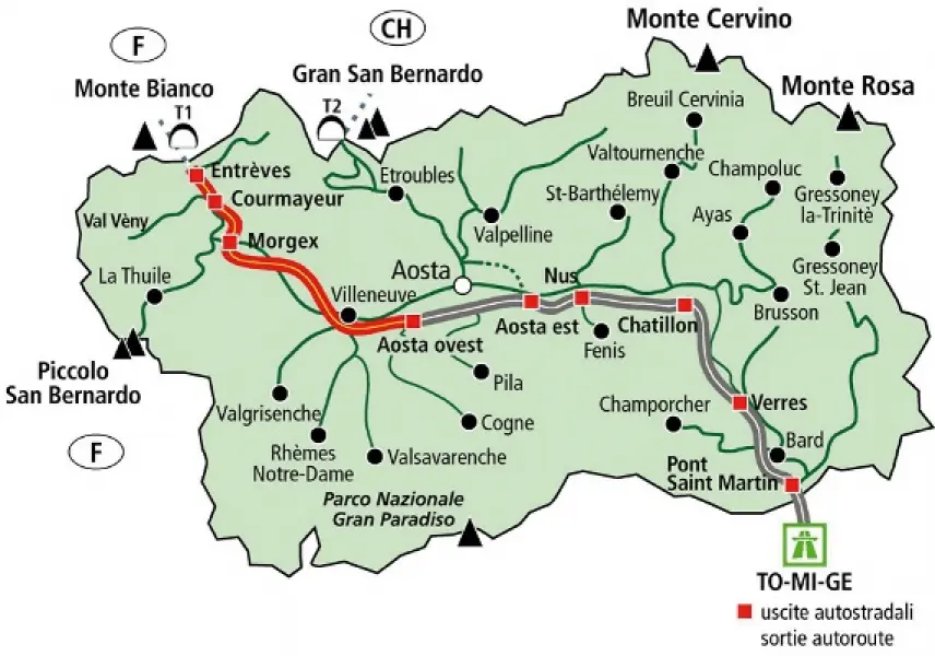 Valle d'Aosta. Cartina politica