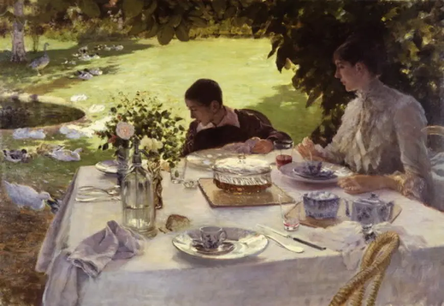 Giuseppe De Nittis. Colazione in giardino. 1883. Olio su tela, cm. 81X117. Barletta, Museo Civico, Pinacoteca De Nittis