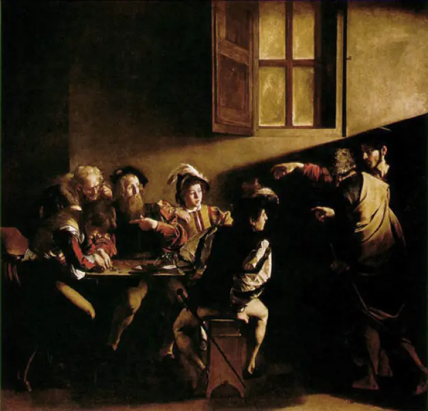 Caravaggio. La vocazione di san Matteo. 1597-1603. Olio su tela. Roma, chiesa di San Luigi dei Francesi, Cappella Contarelli.