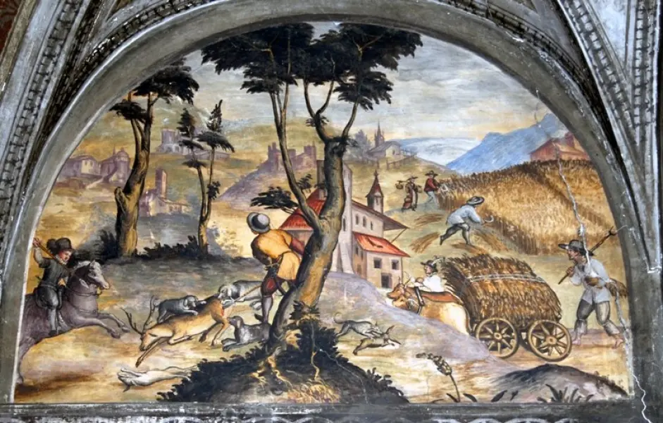 Giugno. sec. XVI Affresco. Castello di Lomello (foto di "La Fotografia" di Barberis Letizia, cso Josti 44 - Mortara)