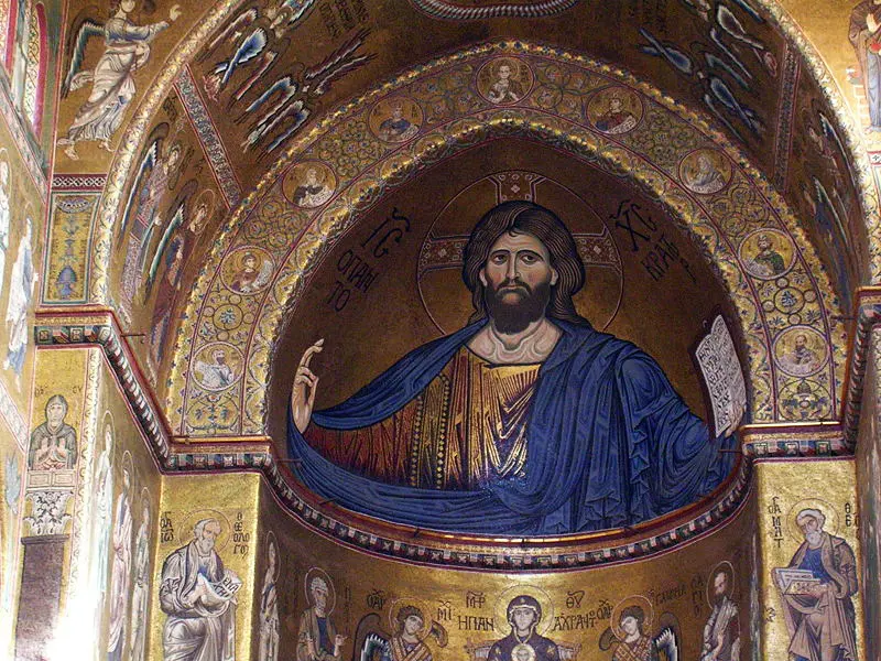 Cristo Pantocratore. Mosaico. Duomo di Monreale, Palermo.