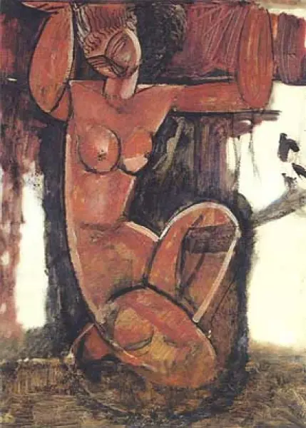 Amedeo Modigliani. Cariatide 1911-1912, Olio su tela, cm 72,5 x 50 Dusseldorf, Kunstsammlung Nordrhein-Westfalen