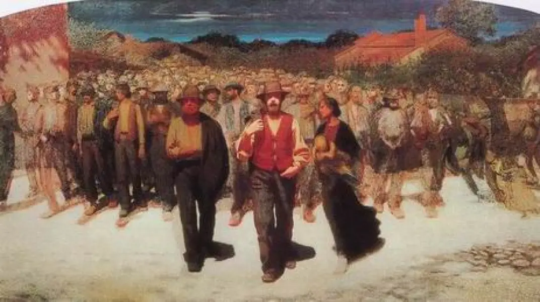 Giuseppe Pellizza da Volpedo. Fiumana.1895-1897 olio su tela 255x438cm. Milano, Pinacoteca di Brera