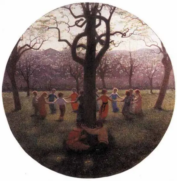 Giuseppe Pellizza da Volpedo. Idillio primaverile
1896-1901 olio su tela diametro: 99.5 cm. collezione privata